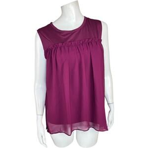 C. Wonder Purple Ruffle Sleeveless Blouse 100% Polyester‎ Medium NWT